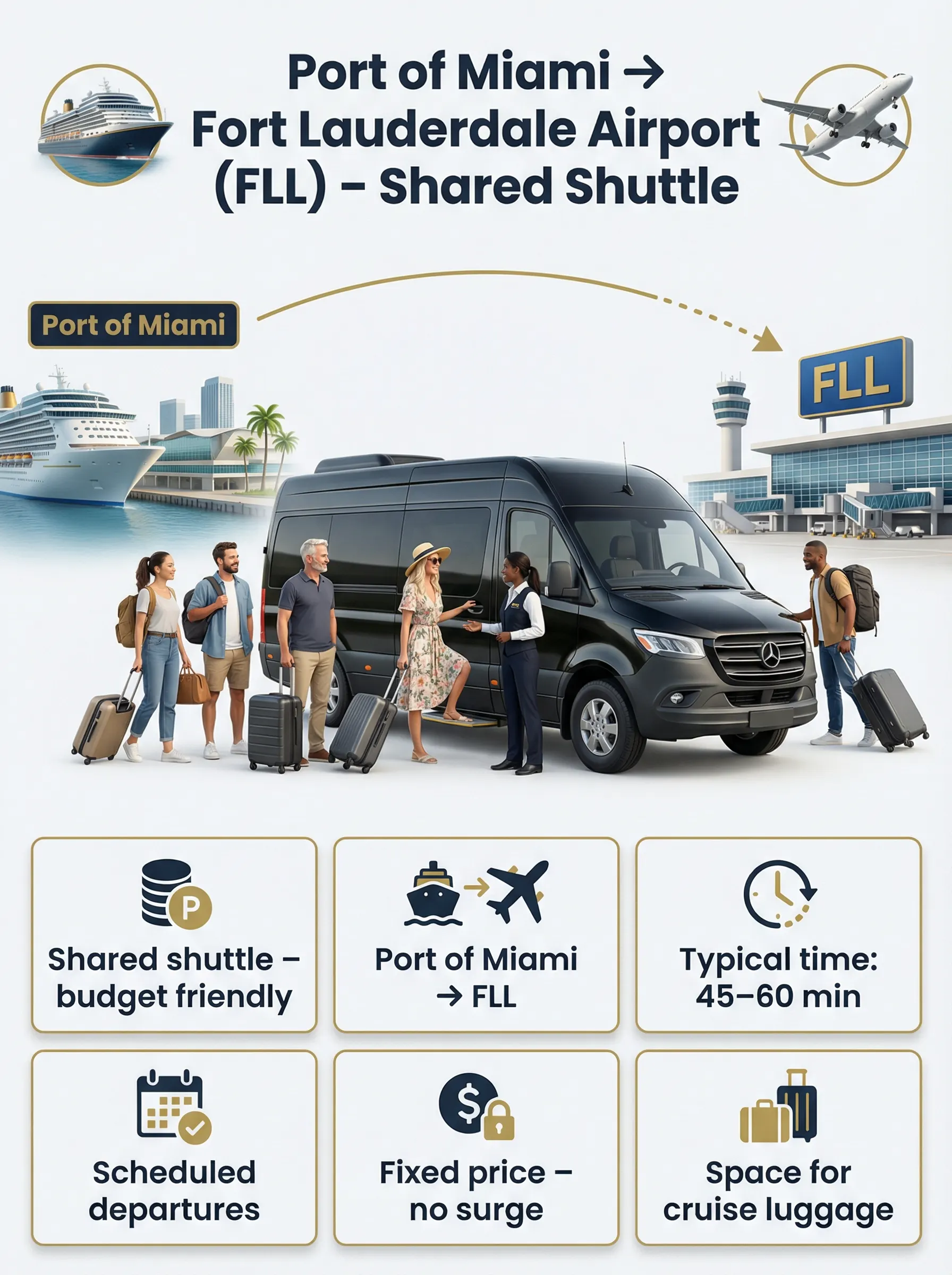 BDS port of miami to FLL shared shuttle infographics